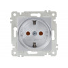 Розетка 1-ая (скрытая, без рамки, с/з, шторки) серебро, RITA, MUTLUSAN