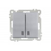 Выключатель 2-клав. (с подсветкой, скрытый, винт. зажим) серебро, ELITRA, MUTLUSAN