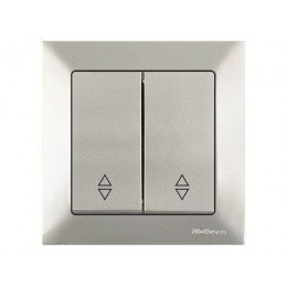 Выключатель проходной 2-клав. (скрытый, винт. зажим) титан, DARIA, MUTLUSAN