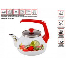 Чайник стальной эмалированный, 2.2 л, серия Урожай, PERFECTO LINEA