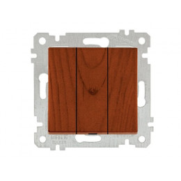 Выключатель 3-клав. (скрытый, без рамки, винт. зажим) вишня, RITA, MUTLUSAN