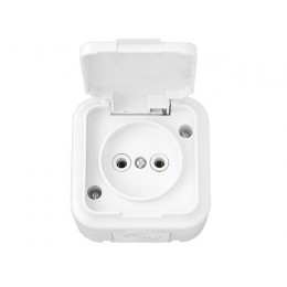 Розетка 1-ая (открытая, б/з, брызг. защ.) белая, Пралеска Аква, Bylectrica