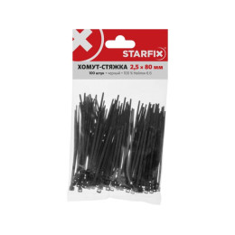 Хомут-стяжка 2.5х80 мм черный (100 шт в уп.) STARFIX