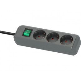 Удлинитель 1.5м (3 роз., 3.3кВт, с/з, выкл., ПВС) серебристо-серый Brennenstuhl Eco-Line