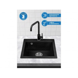 Мойка кухонная из искусственного камня SOLO черный 500х460 мм, AV Engineering