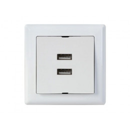 Розетка компьютерная 2хUSB (скрытая, горизонт.) белая, DARIA, MUTLUSAN
