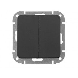 Выключатель 2 клав. проходной (скрытый, 10А) карбон, Astrum, BYLECTRICA