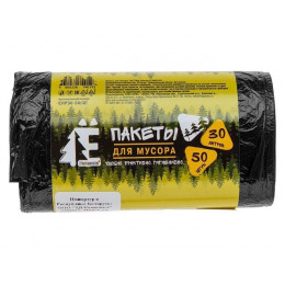 Мешки для мусора, 30 л, 50 шт, "Е-Ромашка", черные, РОМАШКА