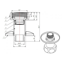 Американка прямая 1" вн. х 1/2" нар. ХРОМ, AV Engineering (2 шт. в уп.)