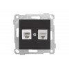 Розетка телефонная + компьютерная (RJ12+Cat5e, скрытая, без рамки) черная, RITA, MUTLUSAN