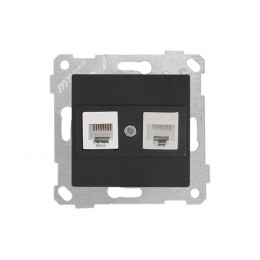 Розетка телефонная + компьютерная (RJ12+Cat5e, скрытая, без рамки) черная, RITA, MUTLUSAN