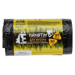Мешки для мусора, 30 л, 50 шт, "Е-Ромашка", черные, РОМАШКА
