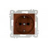 Розетка 1-ая (скрытая, без рамки, с/з) орех, RITA, MUTLUSAN