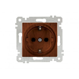 Розетка 1-ая (скрытая, без рамки, с/з) орех, RITA, MUTLUSAN