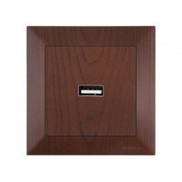 Розетка 1-ая USB (скрытая) орех, DARIA, MUTLUSAN