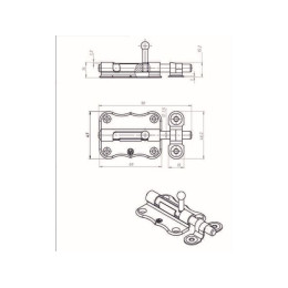 Шпингалет 60 мм фигурный ЗТ2, белый цинк STARFIX