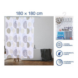 Шторка для ванной (12 колец в комплекте), 180x180 см, Harmony, блики, PERFECTO LINEA