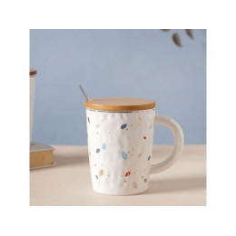 Кружка керамическая с крышкой и ложкой, 360 мл., Autumn foliages, PERFECTO LINEA