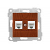 Розетка компьютерная 2xRJ45 (Cat5e, скрытая, без рамки) вишня, RITA, MUTLUSAN