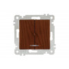 Выключатель 2-клав. (с подсветкой, скрытый, без рамки, винт. зажим) орех, RITA, MUTLUSAN