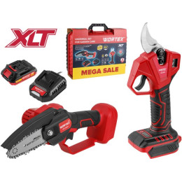 Набор аккум. инструмента WORTEX мини-пила + секатор в чем. ALL1 XLT SET СКИДКА -31%
