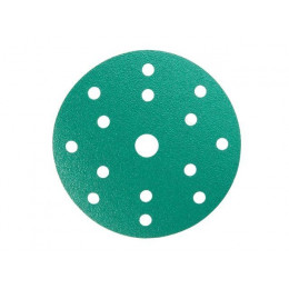 Шлифлист 150мм круг P120 пленка, самосцепл. (15 отв.) Green Hanko