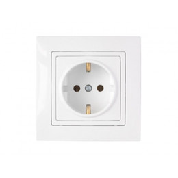 Розетка 1-ая (скрытая, с/з) белая, Уют, Bylectrica