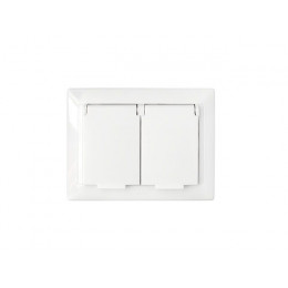 Розетка 2-ая (cкрытая, с/з, брызг. защ.) белая, Стиль, Bylectrica