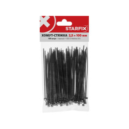 Хомут-стяжка 2.5х100 мм черный (100 шт в уп.) STARFIX