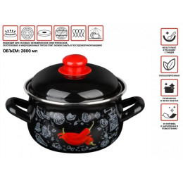 Кастрюля стальная эмалированная, 2.8 л, серия Перчик, PERFECTO LINEA