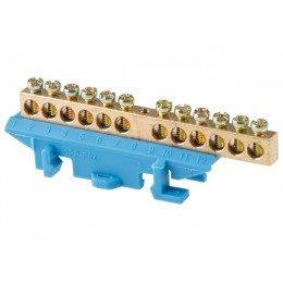 Шина "N" нулевая 6х9мм 12 групп c изолятором на DIN-рейку бол. стойка Юпитер