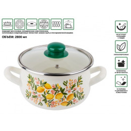 Кастрюля стальная эмалированная, 2.8 л, серия Лимон, PERFECTO LINEA