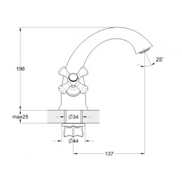 Смеситель для умывальника вентильный (тип I), серия 620 ECONOCE