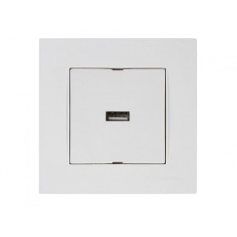 Розетка 1-ая USB (скрытая, горизонт.) белая, RITA, MUTLUSAN