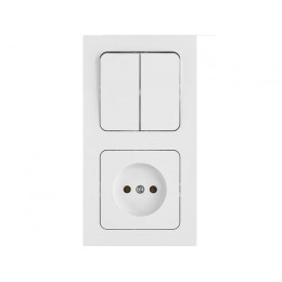 Блок выкл. 2 клав. + розетка (скрытая, б/з) белая, Astrum, BYLECTRICA
