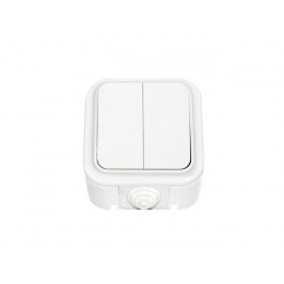 Выключатель 2 клав. (открытый, 6А, брызг. защ.) белый, Пралеска Аква, Bylectrica