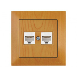 Розетка компьютерная 2xRJ45 (Cat6, скрытая) дуб, DARIA, MUTLUSAN