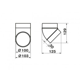 Колено воздуховода 121-45 круглых каналов d=100мм ZERNBERG