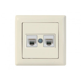 Розетка компьютерная 2xRJ45 (Cat6, скрытая) кремовая, DARIA, MUTLUSAN