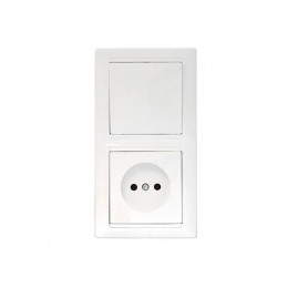 Блок выкл. 1 клав. + розетка (скрытая, б/з) белая, Стиль, Bylectrica
