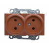 Розетка 2-ая (скрытая, б/з, керамика) орех, RITA, MUTLUSAN