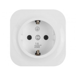 Розетка 1-ая (открытая, с/з) белая, Bailly, LEIDEN ELECTRIC