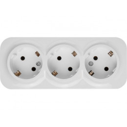 Розетка 3-ая (открытая, с/з) белая, Bailly, LEIDEN ELECTRIC