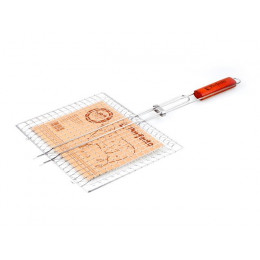 Решетка-гриль, 340x260 мм,  нержавеющая сталь, деревянная ручка, PERFECTO LINEA