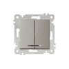 Выключатель 2-клав. (с подсветкой, скрытый, без рамки, винт. зажим) титан, RITA, MUTLUSAN