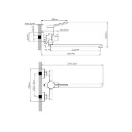 Смеситель для ванны D35, серия 730 черный ECONOCE