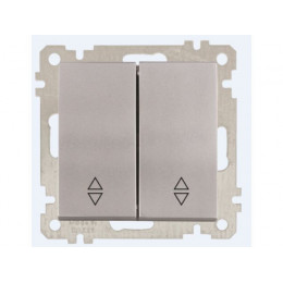 Выключатель проходной 2-клав. (скрытый, без рамки, пруж. зажим) серебро, DARIA, MUTLUSAN