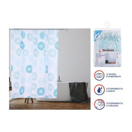 Шторка для ванной (12 колец в комплекте), 180x180 см, Harmony, водная рябь, PERFECTO LINEA