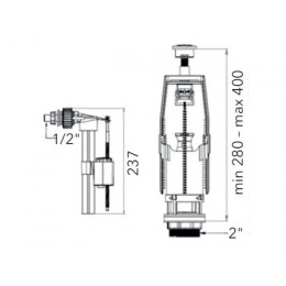 Арматура для смывного бачка c функцией СТАРТ/СТОП с клапаном боковой подачи, AV Engineering