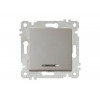 Выключатель 1-клав. (с подсветкой, скрытый, без рамки, винт. зажим) титан, RITA, MUTLUSAN